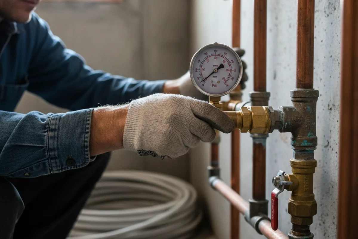 Pressure testing a repaired line during Water Line Repair in Sandusky